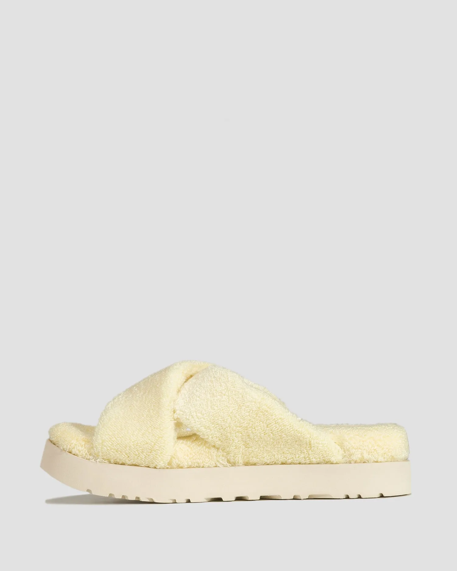 UGG FUZZ SUGAR TERRY CROSS sliders 1126385-banana-pudding