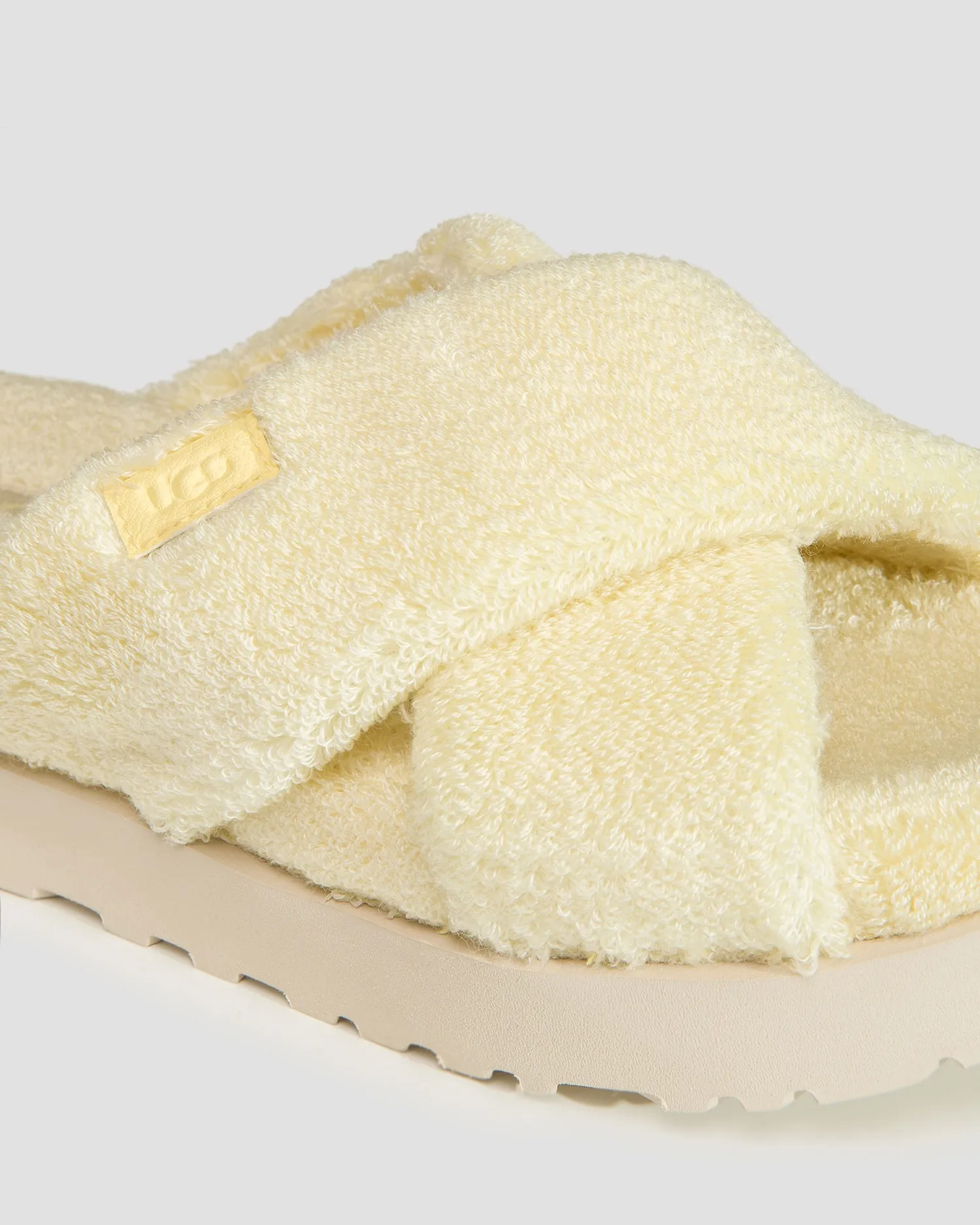 UGG FUZZ SUGAR TERRY CROSS sliders 1126385-banana-pudding