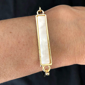 White Marbled Gold Bar Bracelet