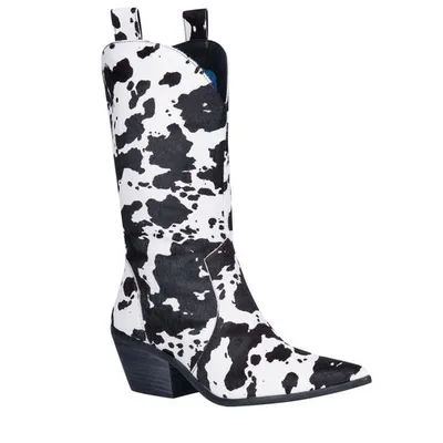 Women's Live A Little Cowprint Boot by Dingo DI127-BLK