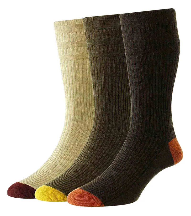 Wool blend ribbed softtop mens socks