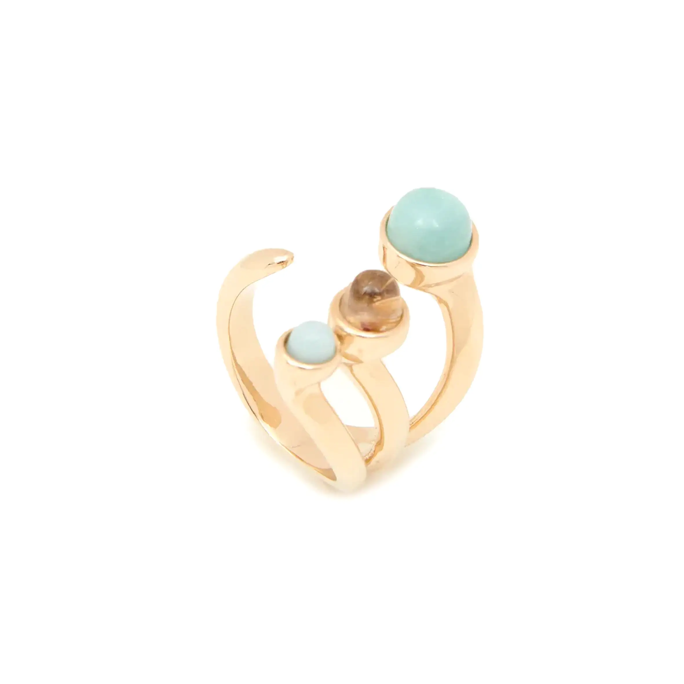 Zodiac Ring Aries 3, Amazonite & Rutilated Quartz